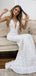 White Sequins Mermaid V-neck Long Evening Prom Dresses, Custom Prom Dress, YD0202