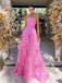 A-line Hot Pink Long Evening Prom Dresses, Strapless Custom Prom Dress, YD0206