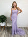 Purple Tulle Appliques Mermaid Long Evening Prom Dresses, Spaghetti Straps Custom Prom Dress, YD0207