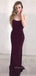 Simple Burgundy Mermaid Long Evening Prom Dresses, Spaghetti Straps Custom Prom Dress, YD0210