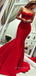 Mermaid Red Satin Sweetheart Long Evening Prom Dresses, Strapless Custom Prom Dress, YD0213