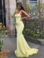 Mermaid Yellow Backless Long Evening Prom Dresses, Cheap Custom Prom Dress, YD0214