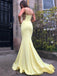 Mermaid Yellow Backless Long Evening Prom Dresses, Cheap Custom Prom Dress, YD0214