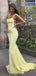 Mermaid Yellow Backless Long Evening Prom Dresses, Cheap Custom Prom Dress, YD0214