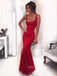 Red Satin Mermaid Long Evening Prom Dresses, Cheap Prom Dress, YD0217