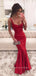 Red Satin Mermaid Long Evening Prom Dresses, Cheap Prom Dress, YD0217