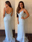 Sparkly Sequins Spaghetti Straps Mermaid V-neck Long Evening Prom Dresses, YD0226