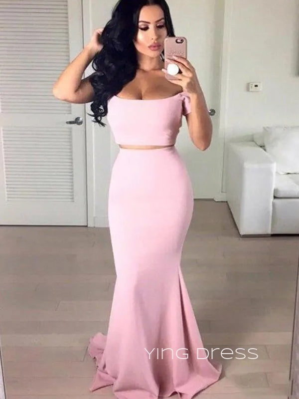 Off Shoulder Mermaid Two Pieces Long Evening Prom Dresses, YD0229