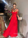 A-line Red Sweetheart Long Evening Prom Dresses, YD0237