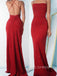 Red Sparkly Mermaid Spaghetti Straps Long Evening Prom Dresses, Backless Prom Dress, YD0265