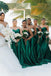 Mermaid Strapless Emerald Green Satin Cheap Long Bridesmaid Dresses , YDB0002